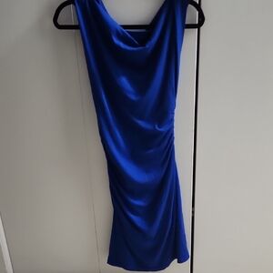 Royal Blue One Shoulder Ruched Cocktail Dress